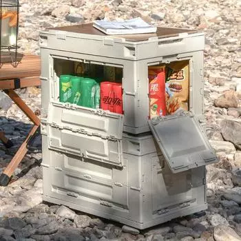 Складной контейнер для хранения с крышкой, уличный багажник автомобиля, многофункциональные складные пластиковые ящики для хранения для кемпинга 3 door opening белый