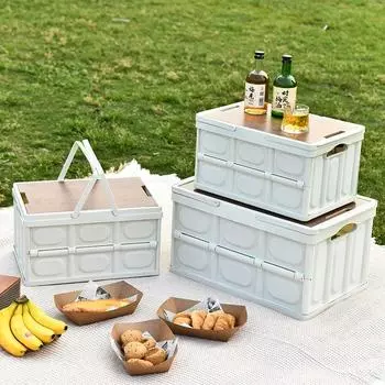 Складной контейнер для хранения с ручкой, большой вместимости, переносной контейнер для хранения, штабелируемый, многофункциональный, для кемпинга на открытом воздухе