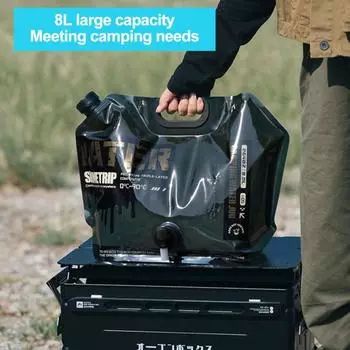 Складной контейнер для хранения воды емкостью 8 л с ручкой, герметичный портативный контейнер для воды большой емкости с патрубком для пищевых продуктов темно-зеленого