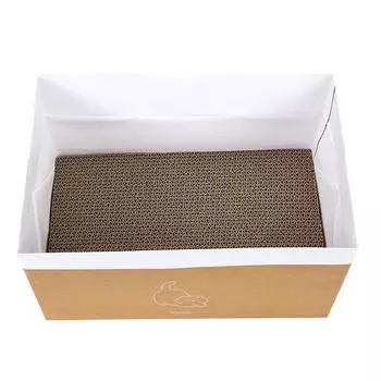 Складной кошачий домик, двойной ящик для хранения кошек из крафт-бумаги с кошачьей когтеточкой, игровая кошачья кровать, гнездо для домашних животных, принадлежности для когтеточек для кошек L 38x25x21cm