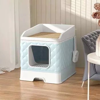 Складной кошачий туалет, полностью закрытый кошачий горшок, большой туалет для домашних животных, съемные когтеточки, ящик для песочницы для кошек, лоток для кошачьего туалета