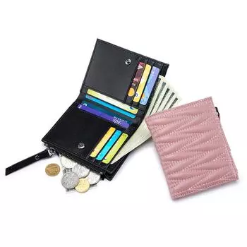 Складной кошелек из натуральной овчины с вышивкой - женский, большой вместимости, модный в японском и корейском стиле.