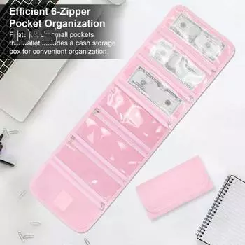 Складной кошелек с 6 карманами на молнии, водонепроницаемый, портативный, для хранения купюр, карточек, денег, для отпуска, для покупок, дорожный кошелек чёрный