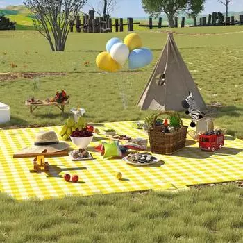 Складной коврик для пикника, водонепроницаемое песчаное одеяло, очень большой коврик для пикника, здоровая ткань без запаха, зеленое, желтое, красное полосатое одеяло для пляжного кемпинга S красный