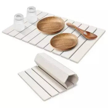 Складной коврик для сушки посуды для кухонного стола, суперабсорбирующее быстросохнущее блюдо 60cm белый