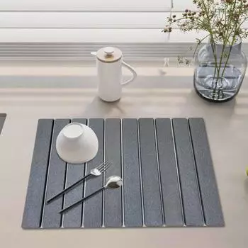 Складной коврик для сушки посуды для кухонного стола, суперабсорбирующий быстросохнущий коврик для сушки посуды, абсорбирующий коврик из диатомита, подставка для растений, коврик для кормления домашних животных 60cm белый