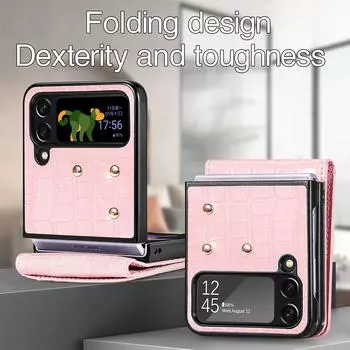 Складной кожаный чехол для мобильного телефона с подставкой для Samsung Galaxy Z Flip4 5g Flip 4 Zflip4, защита от падения, крышка слота для карт памяти для Samsung Z Flip4 for Samsung Z Flip 4 коричневый