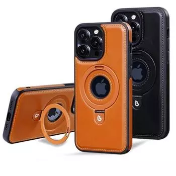 Складной кожаный магнитный чехол Macsafe с кольцом-подставкой для Magsafe IPhone 15 14 13 16 Pro Max Plus 15Pro 16Pro Mac Safe Holder Cover For iPhone 16 Plus чёрный