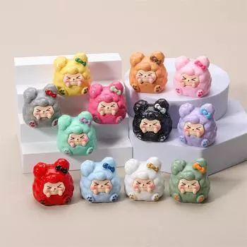 Складной кролик с ушками, удача, пельмень, Кики, мини-фигурка, случайная, 1 шт., настольный, милый, мультяшный, декоративное украшение, аксессуары из смолы разноцветный