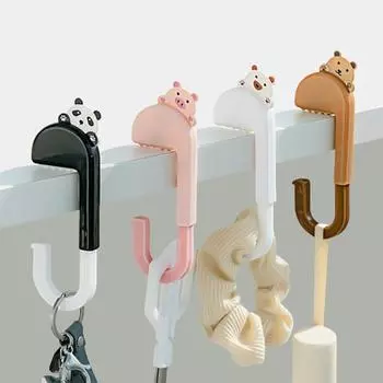 Складной крючок для хранения вещей, вешалка, прочная, выдерживающая нагрузку, компактная, портативная, многофункциональная, органайзер для хранения вещей, крючок для стола сбоку розовый