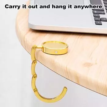 Складной крючок для сумки с магнитом, противоскользящий дизайн, универсальная совместимость, экономящий место металлический крючок для сумки, вешалка для кошелька золотистый