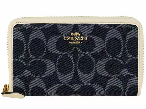складной круглый выход [Coach] Кошелек, кошелек, двойной, на молнии, джинсовый, женский [предмет]