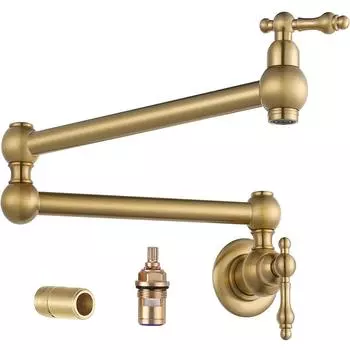 Складной кухонный кран матового золота, настенный кран для раковины в ванной, кран для холодной воды, поворотный складной излив, кран для раковины в туалетном столике