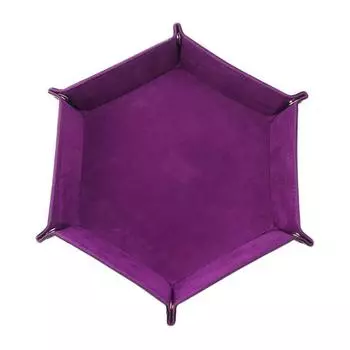 Складной лоток для игральных костей из искусственной кожи, складной шестигранный лоток для хранения монет, квадратный лоток для игральных костей, настольные игры фиолетовый