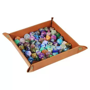 Складной лоток для игральных костей из искусственной кожи, квадратный лоток для монет, игральных костей, ключей, монет, конфет, ювелирных изделий, коробка для хранения коричневый