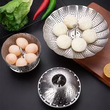 Складной лоток из нержавеющей стали для приготовления пищи на пару, подставка для фруктов и овощей, корзина для слива, кухонная утварь, аксессуары