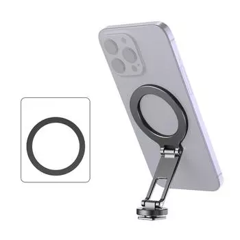 Складной магнитный держатель для телефона, штатив для телефона с адаптером «холодный башмак» 1/4 дюйма чёрный