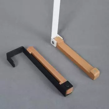 Складной металл и дерево с противоскользящей полосой Простая установка Без пробивки Крючок для задней двери Над вешалкой белый