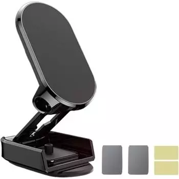 Складной металлический автомобильный держатель для телефона, сильный магнитный флип-держатель, вращающийся на 720°, универсальный автомобильный держатель на приборной панели, магнитный держатель для мобильного телефона 5.8*2.8*1.7cm, 1Pc чёрный