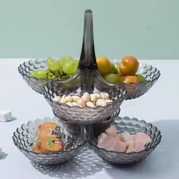 Складной многослойный пластиковый поднос для фруктов, поднос для конфет, многоцелевой вращающийся держатель для журнального столика (Доступно несколько цветов)