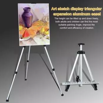Складной мольберт для рисования 1,65 м, штатив из алюминиевого сплава, стойка для демонстрации, переносной телескопический мольберт с сумкой для хранения для рисования на открытом воздухе и путешествий серебряный