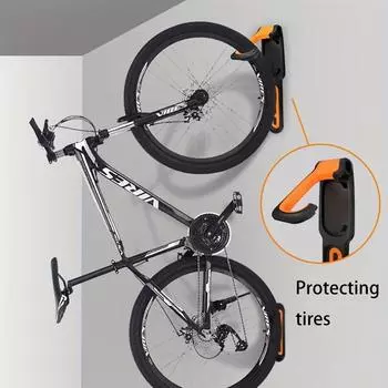 Складной настенный крючок для велосипеда, вертикальная стойка для хранения велосипедов для помещения, гаража и сарая - простая установка оранжевый