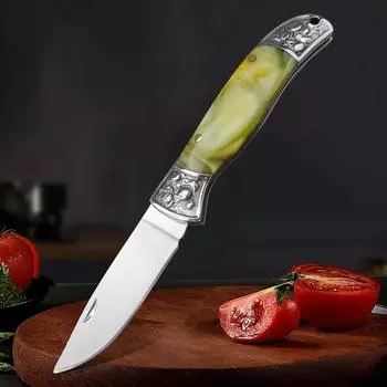 Складной нож для обвалки, нож для разделки фруктов и мяса из нержавеющей стали, нож для чистки овощей и фруктов с ручкой из смолы, портативный кухонный нож для дома
