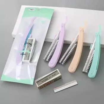 Складной нож для стрижки бровей из нержавеющей стали, острый и сменный, в комплект входит 10 лезвий для стрижки бровей.