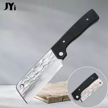 Складной нож из кованой нержавеющей стали с ручкой G10, кухонный поварской нож для мяса, портативный режущий инструмент для барбекю, рыбалки