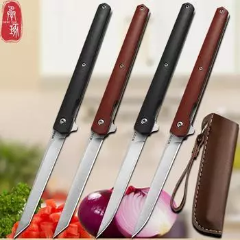 Складной нож из нержавеющей стали для нарезки и чистки фруктов, мини-острый складной нож высокой твердости, портативный нож для улицы with cover чёрный