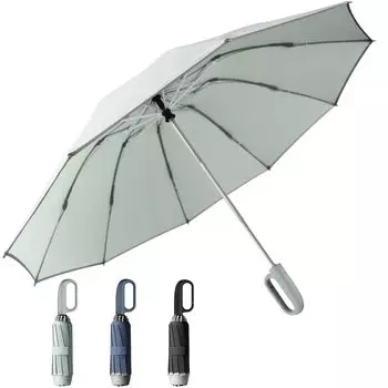 Складной одним нажатием кнопки автоматический складной большой складной обратный супер водонепроницаемый 10 светоотражающий задний фон для солнечного и дождливого сезона сильного дождя зелёный