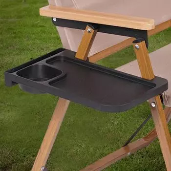 Складной откидной столик с зажимом на боковой стороне, портативный столик с зажимом на боковой стороне, многоцелевой столик из полипропилена для рыбалки, кемпинга, пляжа, кресла-реклайнера чёрный