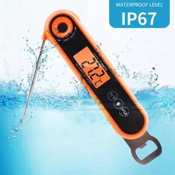 Складной пищевой термометр, кухонный электронный термометр для барбекю с открывалкой для вина, мясо для барбекю оранжевый