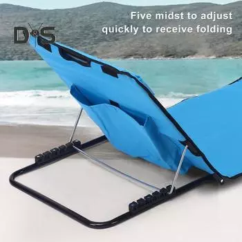 Складной пляжный коврик, кресло для отдыха, регулируемое легкое водонепроницаемое песчано-защитное портативное дорожное одеяло для кемпинга и пикника с поддержкой спины синий