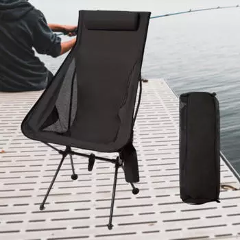 Складной пляжный стул, прочный дышащий стул для рыбалки с боковыми карманами для путешествий, пикника, походов чёрный