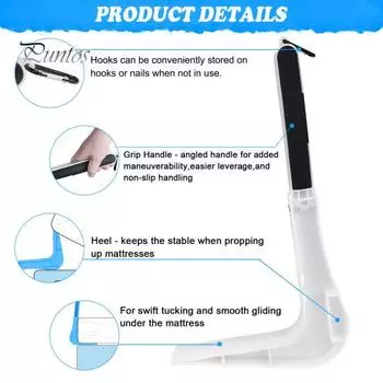 Складной подъемник для матрасов, прочный, эргономичный, с длинной ручкой, подъемный механизм для матрасов, инструмент для смены простыней, инструменты для изготовления кроватей белый
