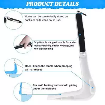 Складной подъемник для матрасов Yousheng, прочный, эргономичный, с длинной ручкой, подъемный механизм для матраса, инструмент для смены простыней, инструменты для изготовления кроватей белый