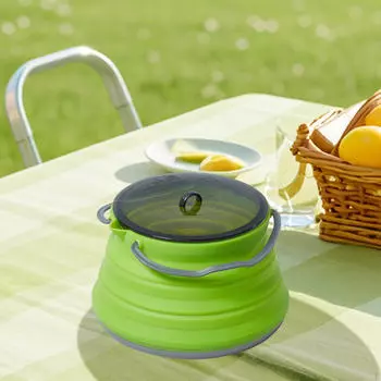 Складной походный чайник, кастрюля для готовки с ручками, кухонный 1,5 л, портативный чайник для воды на открытом воздухе Blue