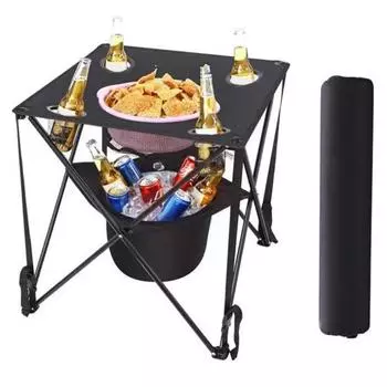 Складной походный стол с 4 подстаканниками, сумка-холодильник, прочная, для использования на открытом воздухе