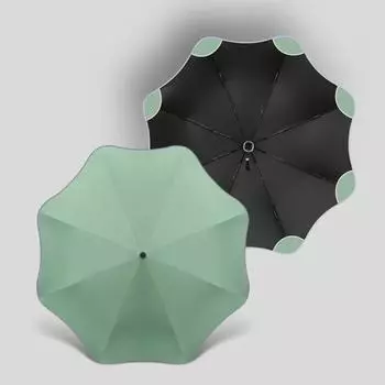 Складной полностью автоматический зонт с угловой накидкой, женскими угловыми светоотражающими полосками, зонтиком от солнца, ультрафиолета и дождя One Size зелёный