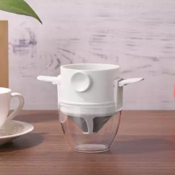 Складной портативный кофейный фильтр, кофеварка из нержавеющей стали, капельный держатель для кофе и чая, многоразовая безбумажная капельница для кофе белый