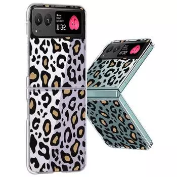 Складной противоударный чехол для телефона с леопардовым принтом и цветком для Moto Razr 40 50 Ultra Samsung Z Flip5 4 3 Чехлы Чехол из ПК с полосками зебры и мраморным рисунком Samsung Z Filp5 синий