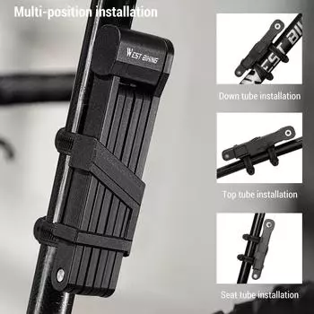 Складной противоугонный велосипедный замок Foadable Bike Security Lock с монтажным кронштейном чёрный