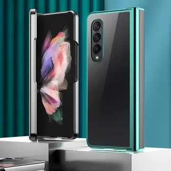 Складной прозрачный чехол для телефона Samsung Galaxy Z Fold 4 5g с защитой шарниров, прозрачный противоударный чехол, защитный чехол для ПК Samsung Z Fold 4 чёрный