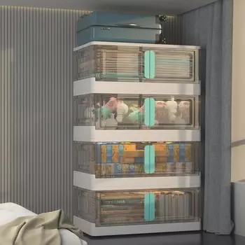 Складной прозрачный пластиковый ящик для хранения вещей для общежитий и домашнего использования L - 29L - 40*29*25 cm