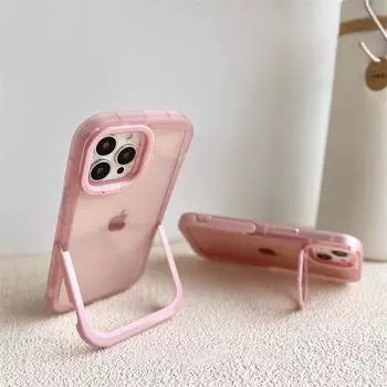 Складной прозрачный противоударный чехол с невидимой подставкой для iPhone 11 12 13 pro max 14 15pro Max, силиконовый защитный держатель для объектива камеры, телефона For iphone 15 plus белый