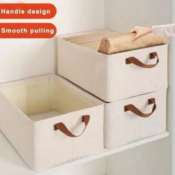 Складной ящик для хранения из бамбука и хлопка с усиленными ручками, влагостойкая корзина для одежды, решение для организации шкафа A