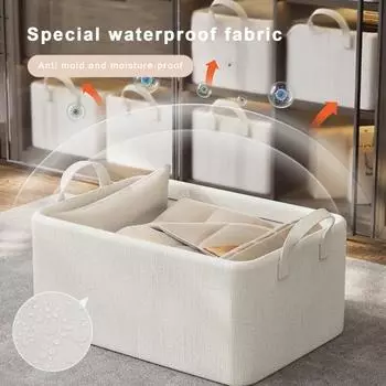 Складной ящик для хранения из бамбука и хлопка с усиленными ручками, влагостойкая корзина для одежды, решение для организации шкафа A