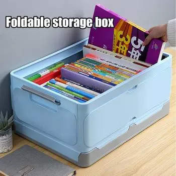 Складной ящик для хранения, многофункциональный складной контейнер-органайзер, пластиковый контейнер для хранения мелочей, органайзер с крышкой синий
