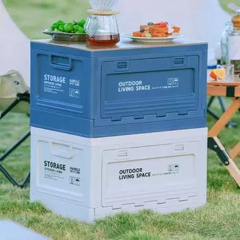 Складной ящик для хранения на открытом воздухе, походные ящики с крышкой, с деревянной крышкой, органайзер для хранения из утолщенной ткани для дома, шкаф